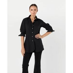 Ann Mashburn Black Boyfriend Shirt Button Up Long Sleeve L